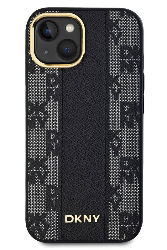 DKNY Checkered Texture Pattern iPhone 15 Plus Magsafe Uyumlu Kılıf Siyah
