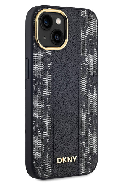 DKNY Checkered Texture Pattern iPhone 15 Plus Magsafe Uyumlu Kılıf Siyah
