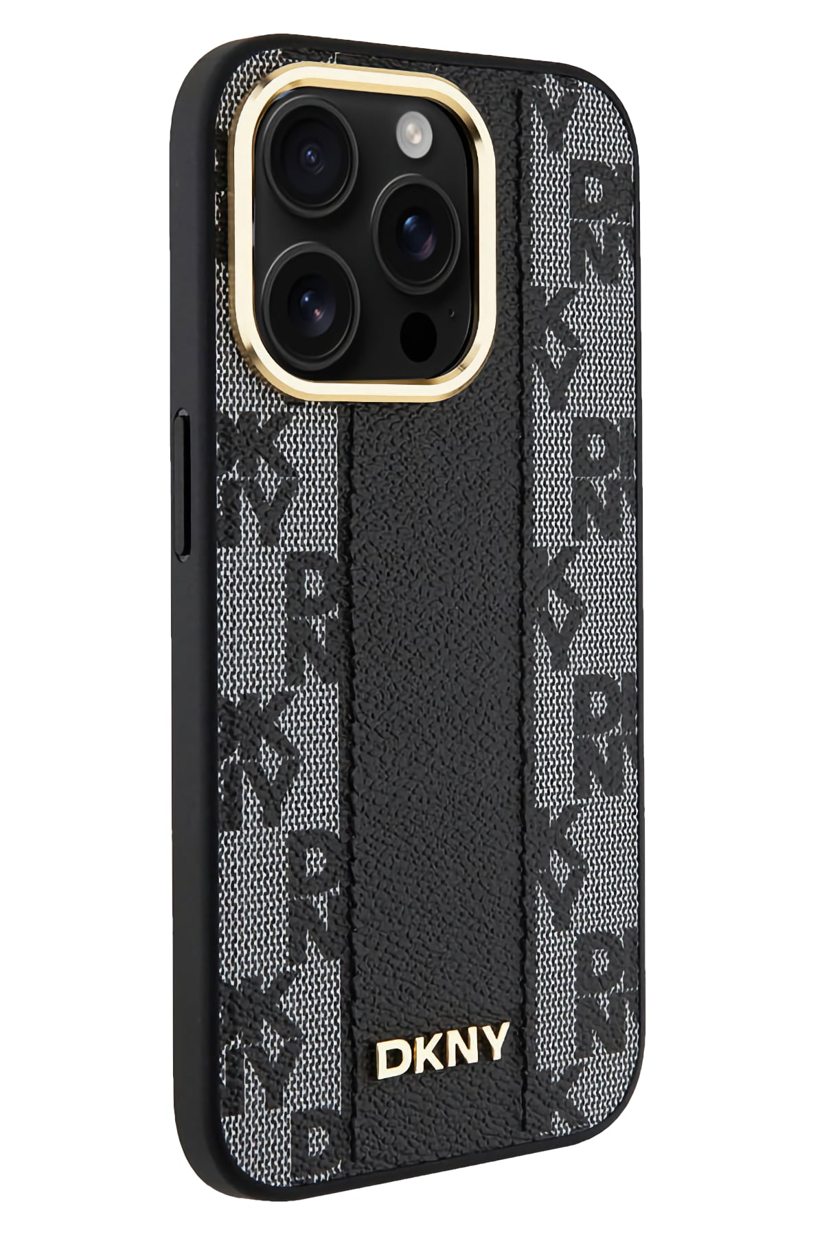 DKNY Checkered Texture Pattern iPhone 15 Pro Magsafe Uyumlu Kılıf Siyah