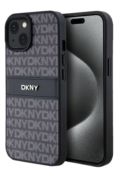 DKNY Texture Pattern iPhone 15 Kılıf Siyah
