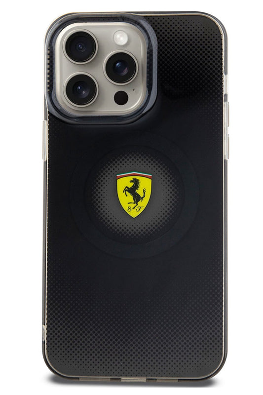Ferrari iPhone 15 Pro Max Magsafe Uyumlu Dots Silikon Kılıf Siyah