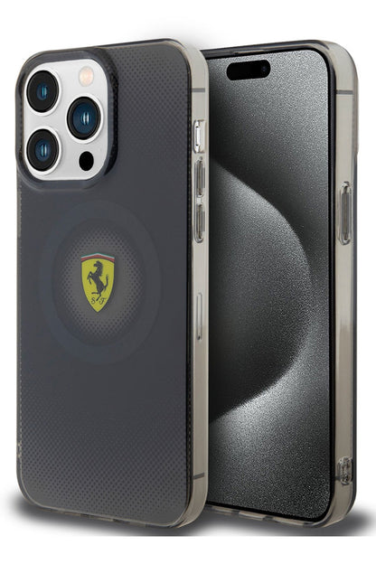Ferrari iPhone 15 Pro Max Magsafe Uyumlu Dots Silikon Kılıf Siyah