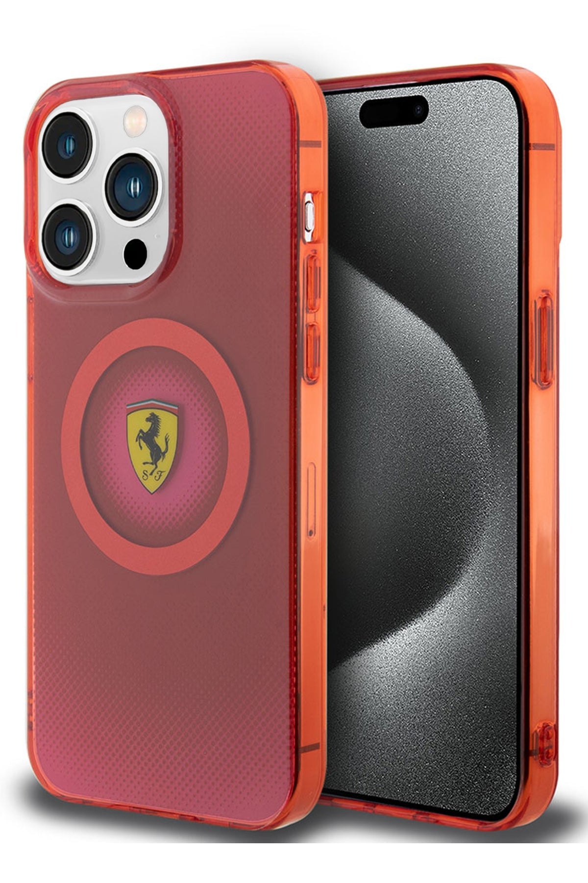 Ferrari iPhone 15 Pro Max Magsafe Uyumlu Dots Silikon Kılıf Kırmızı