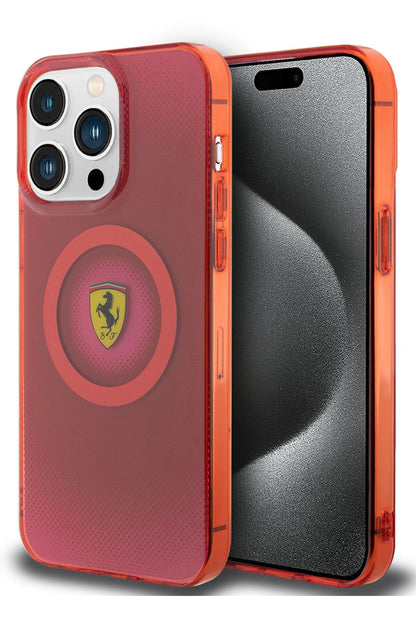 Ferrari iPhone 15 Pro Max Magsafe Uyumlu Dots Silikon Kılıf Kırmızı