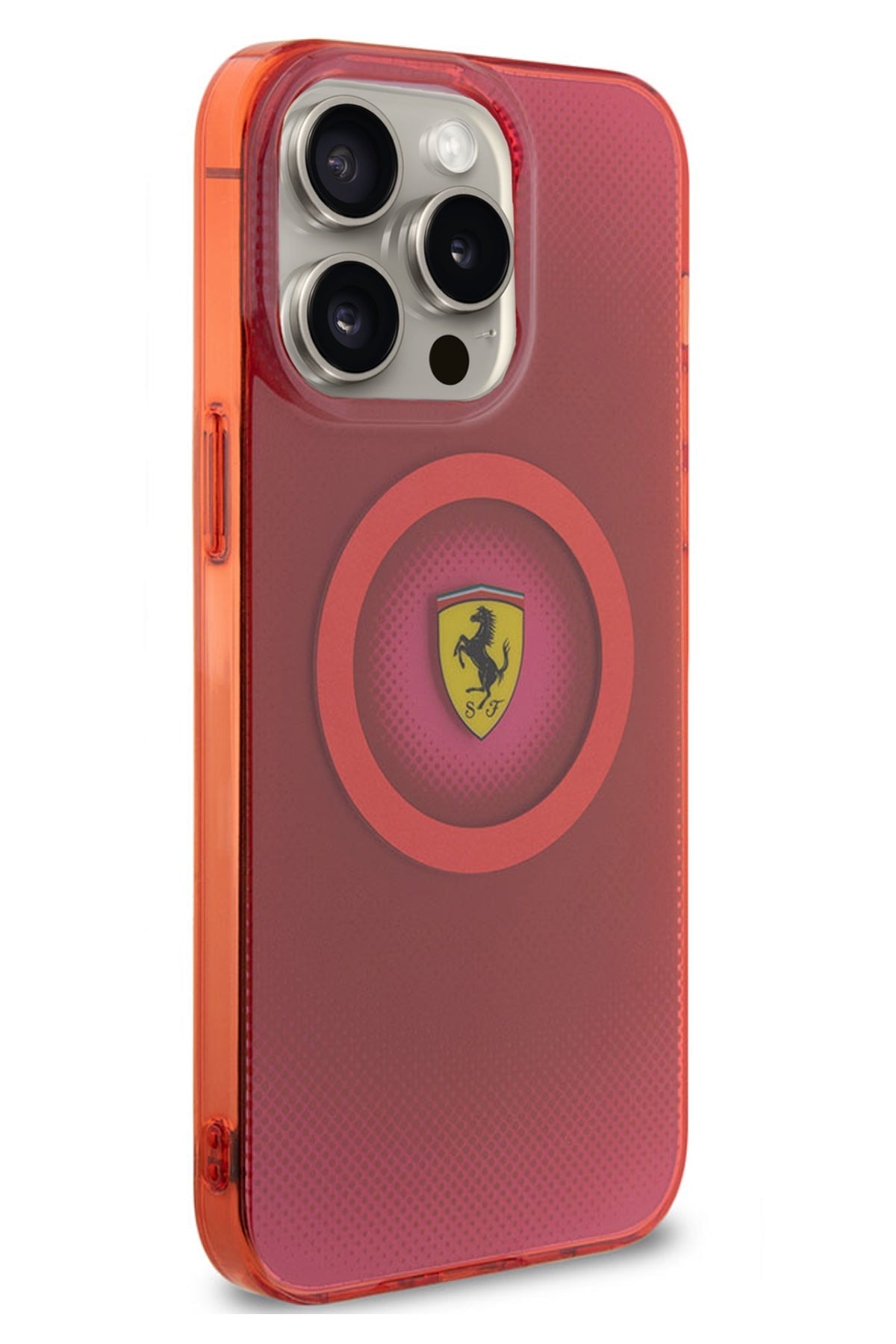 Ferrari iPhone 15 Pro Max Magsafe Uyumlu Dots Silikon Kılıf Kırmızı