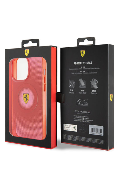 Ferrari iPhone 15 Pro Max Magsafe Uyumlu Dots Silikon Kılıf Kırmızı