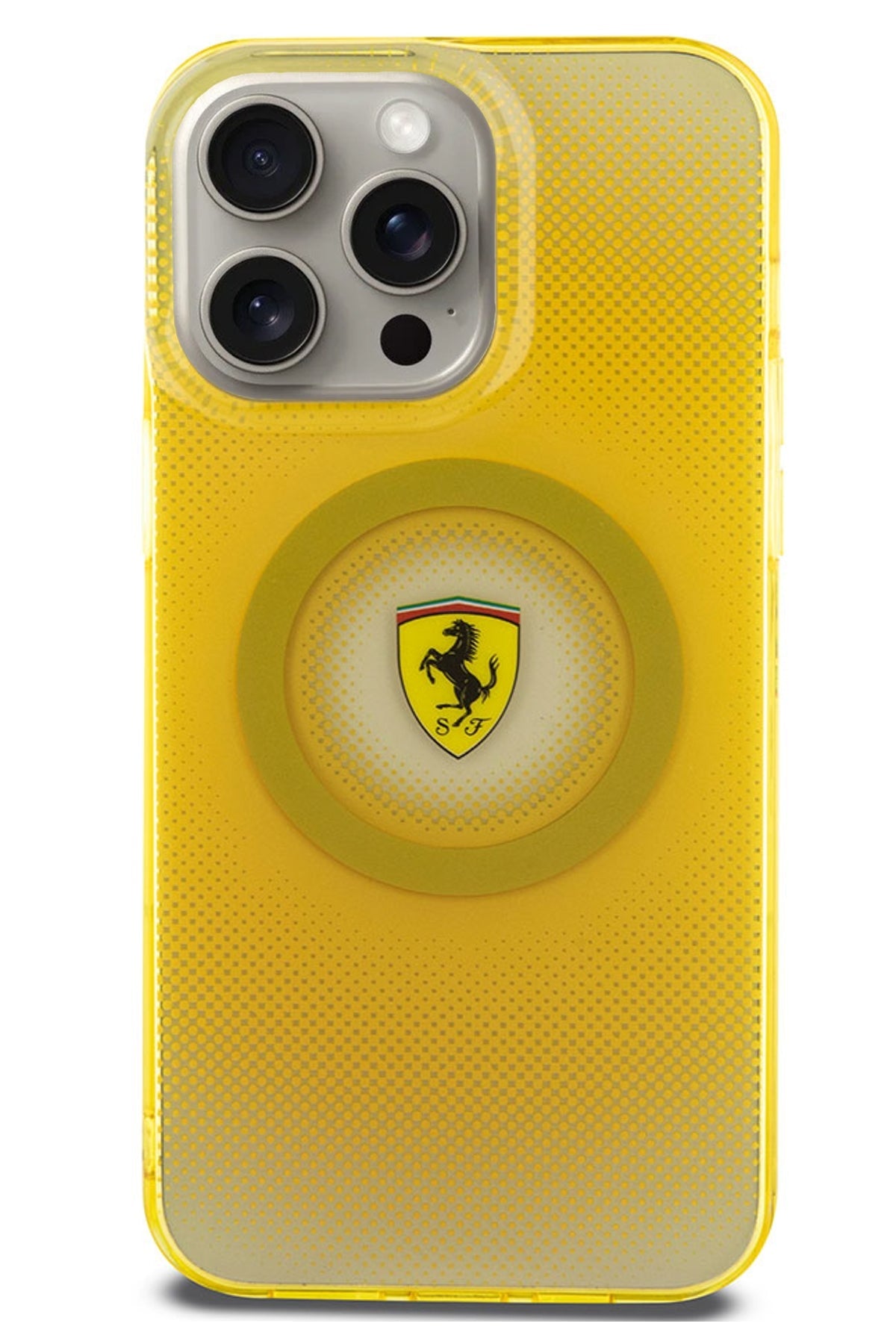 Ferrari iPhone 15 Pro Max Magsafe Uyumlu Dots Silikon Kılıf Sarı
