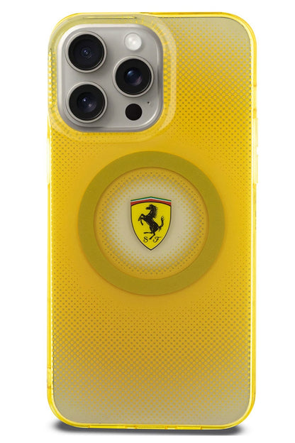 Ferrari iPhone 15 Pro Max Magsafe Uyumlu Dots Silikon Kılıf Sarı