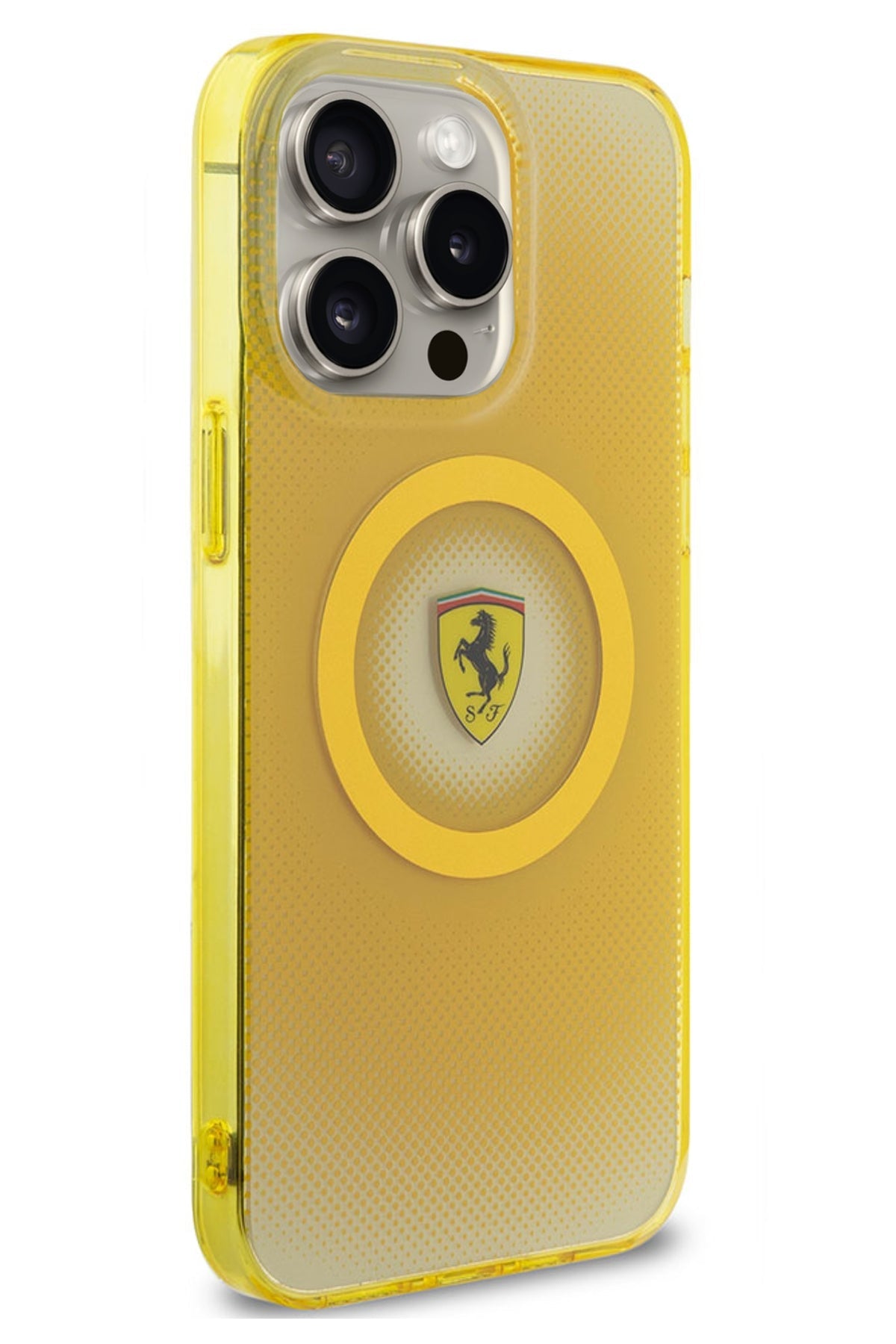 Ferrari iPhone 15 Pro Max Magsafe Uyumlu Dots Silikon Kılıf Sarı