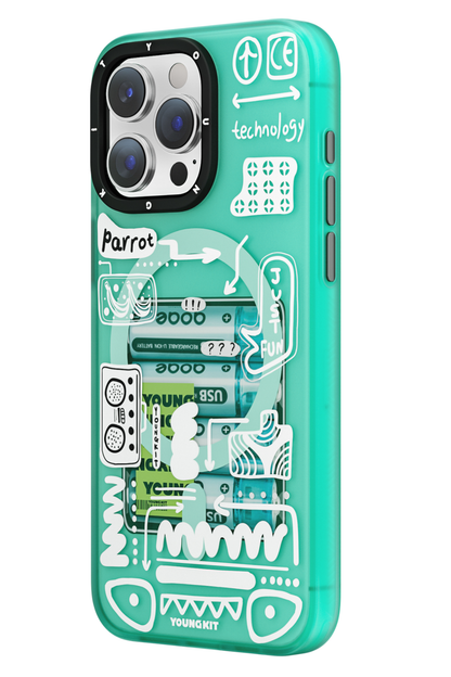 Youngkit Dark Matter iPhone 15 Pro Magsafe Uyumlu Turkuaz Kılıf