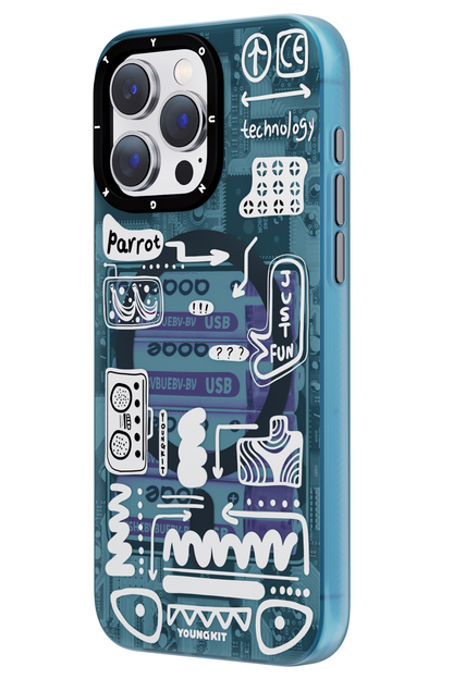 Youngkit Dark Matter iPhone 15 Pro Max Magsafe Uyumlu Mavi Kılıf