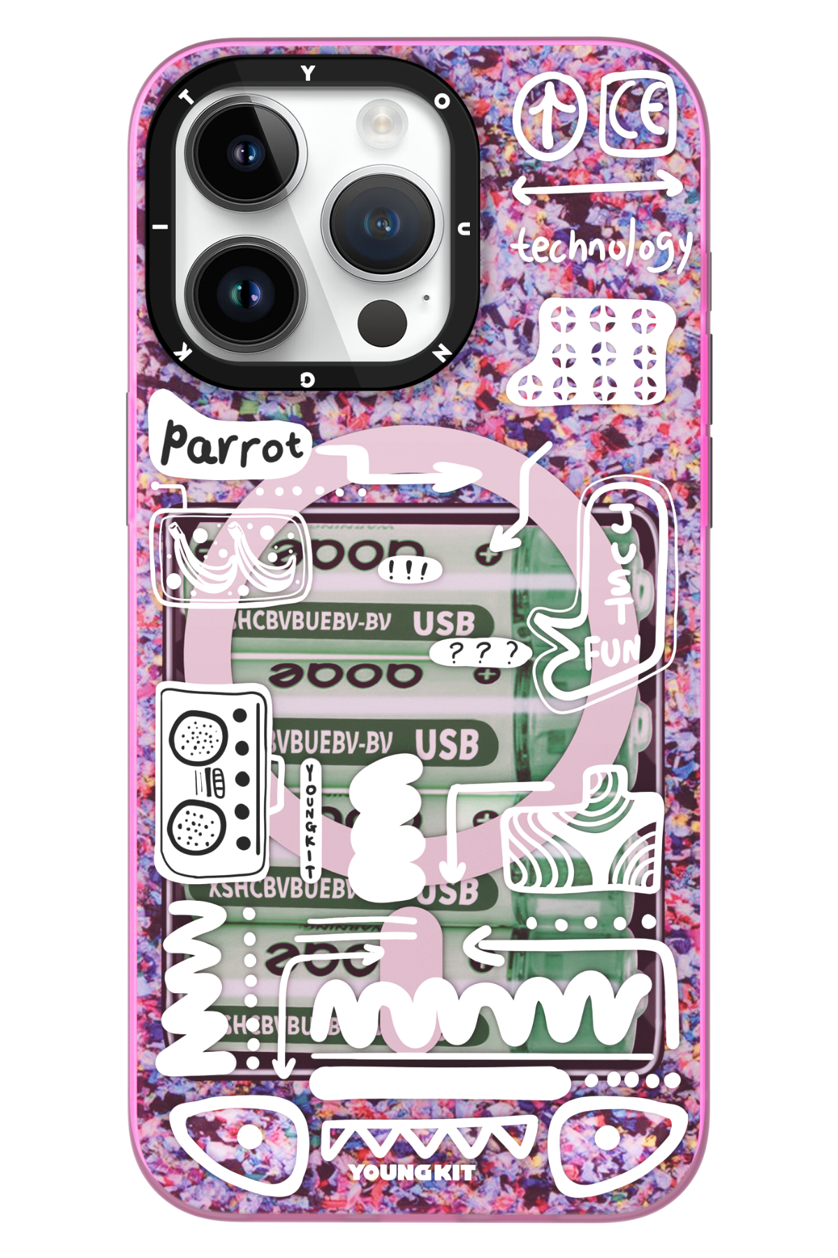 Youngkit Dark Matter iPhone 15 Pro Max Magsafe Uyumlu Pembe Kılıf