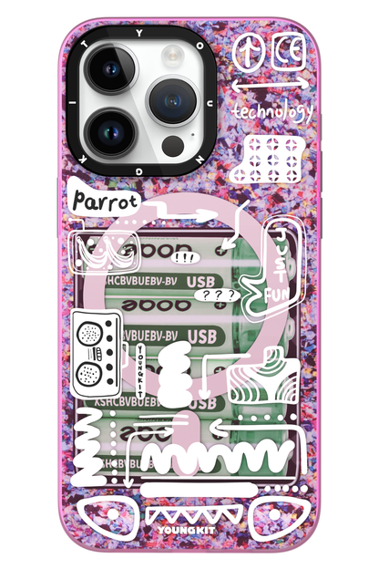 Youngkit Dark Matter iPhone 15 Pro Max Magsafe Uyumlu Pembe Kılıf
