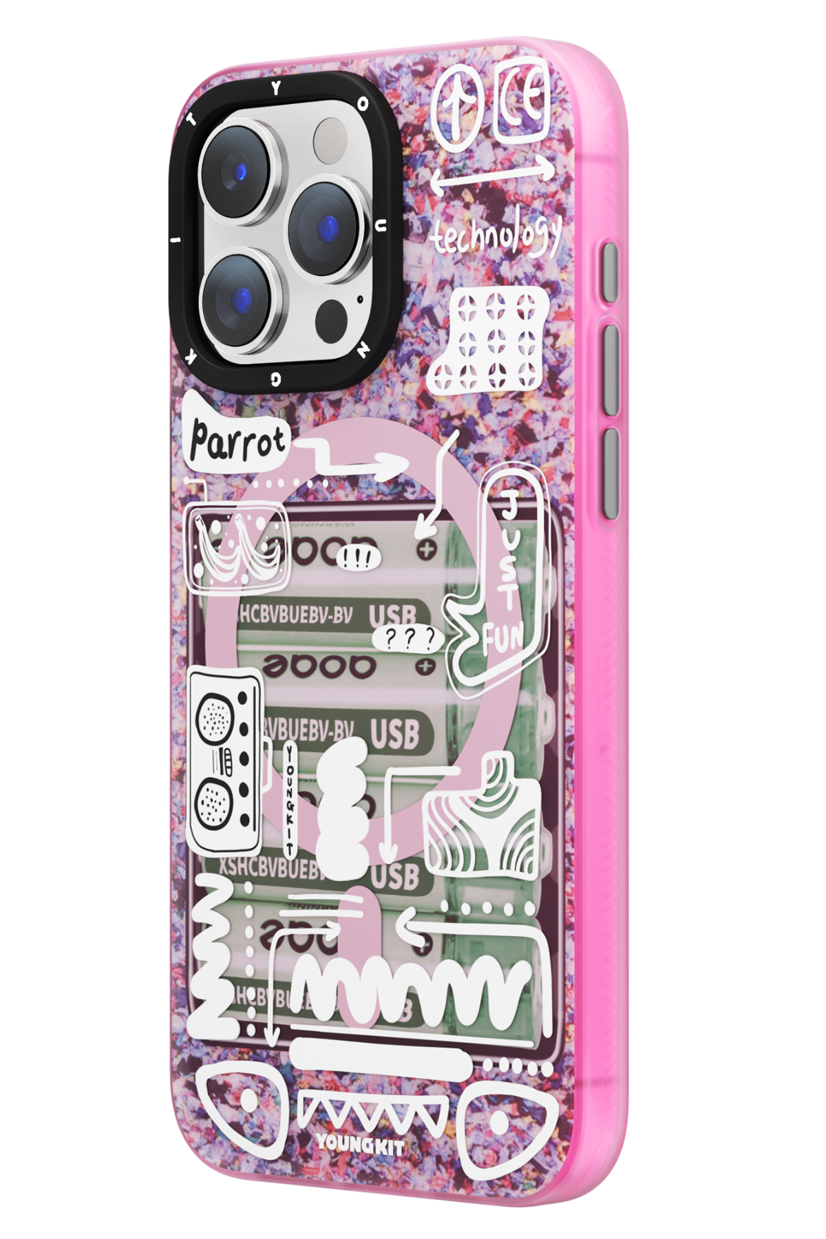Youngkit Dark Matter iPhone 15 Pro Max Magsafe Uyumlu Pembe Kılıf