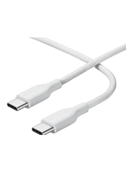 Flex Braided Örgü Type-C to Type-C 60w PD Hızlı Data ve Şarj Kablosu 1.2m Beyaz
