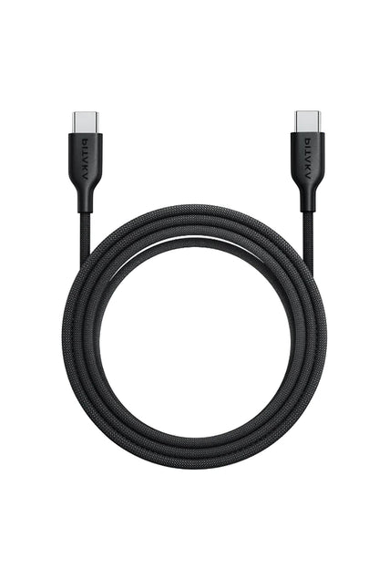 Flex Braided Örgü Type-C to Type-C 60w PD Hızlı Data ve Şarj Kablosu 1.2m Siyah