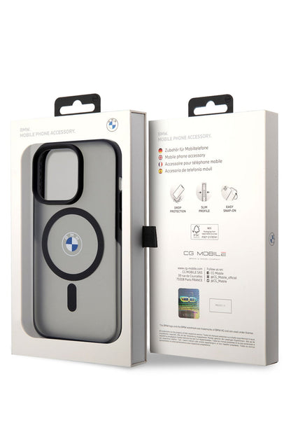 Apple iPhone 15 Pro Magsafe uyumlu BMW Lisanslı Frosted Kılıf Siyah