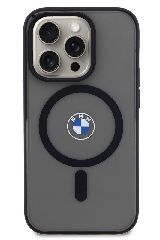 Apple iPhone 15 Pro Max Magsafe uyumlu BMW Lisanslı Frosted Kılıf Siyah