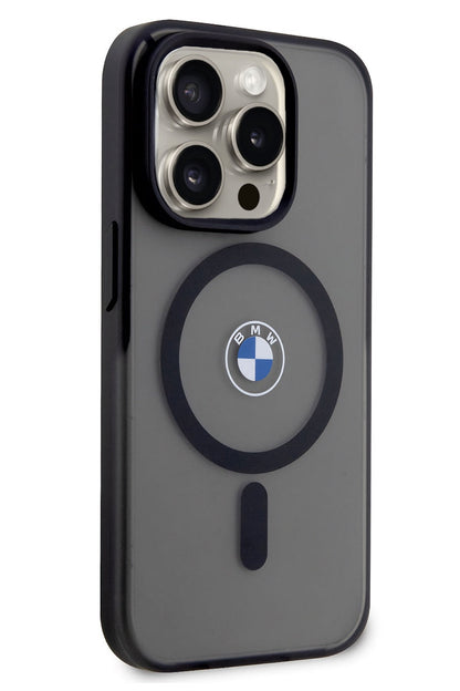 Apple iPhone 15 Pro Max Magsafe uyumlu BMW Lisanslı Frosted Kılıf Siyah