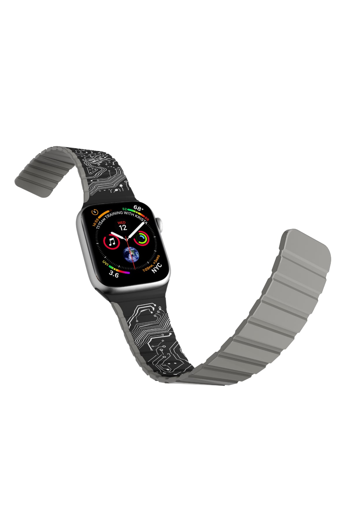 Youngkit Apple Watch Uyumlu Manyetik Mıknatıslı Futuristic Kordon Siyah