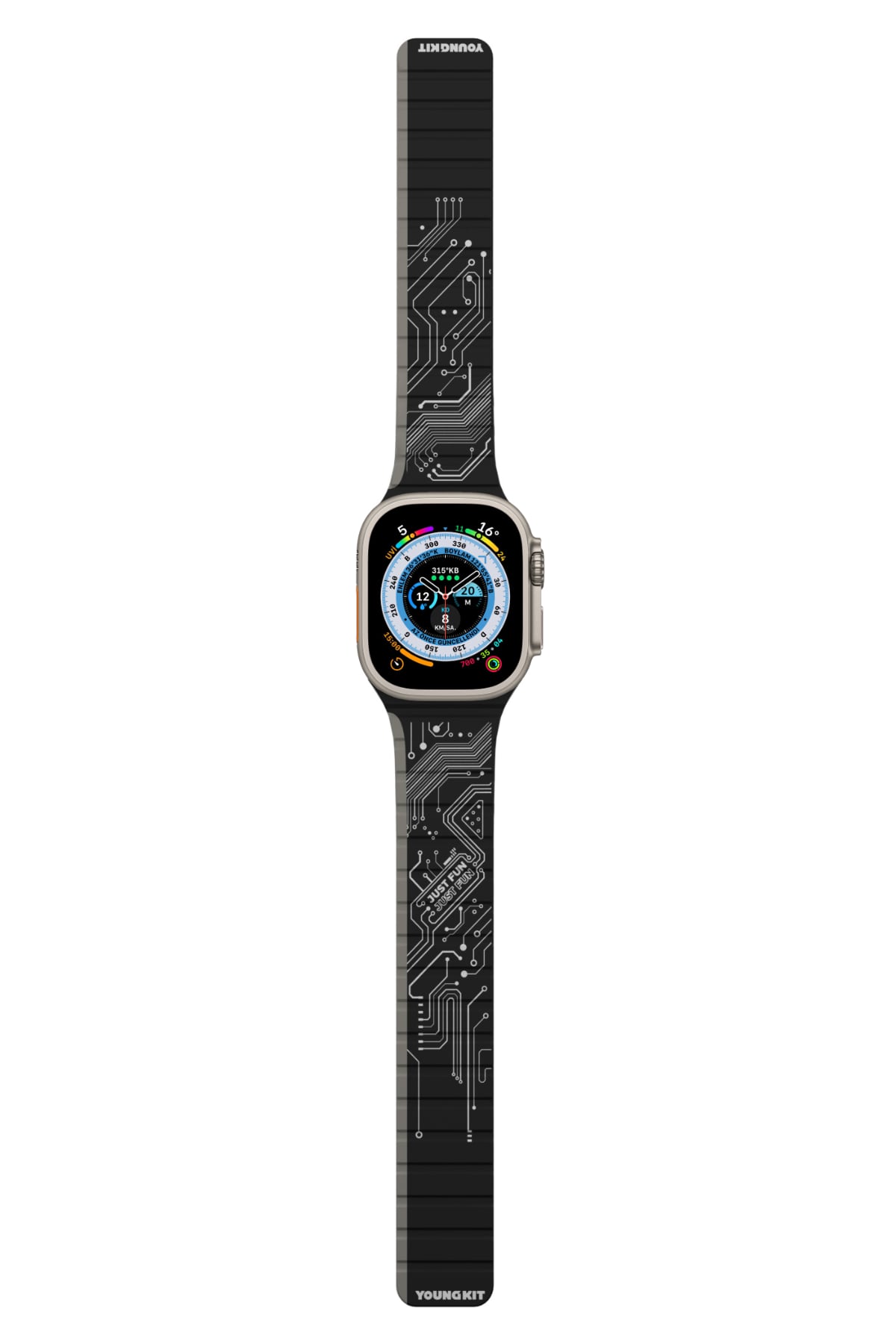 Youngkit Apple Watch Uyumlu Manyetik Mıknatıslı Futuristic Kordon Siyah