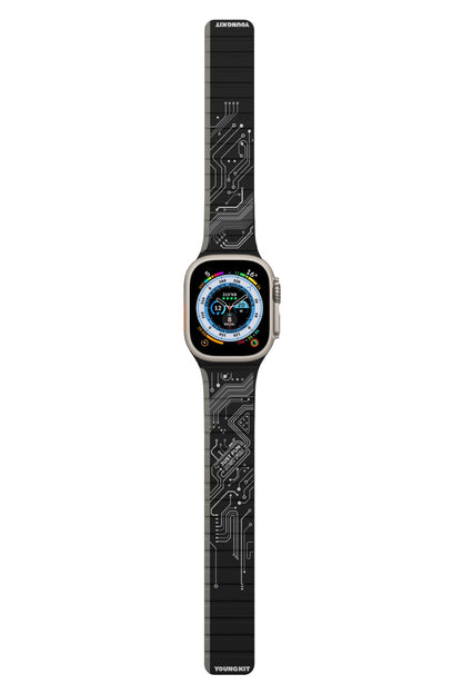 Youngkit Apple Watch Uyumlu Manyetik Mıknatıslı Futuristic Kordon Siyah