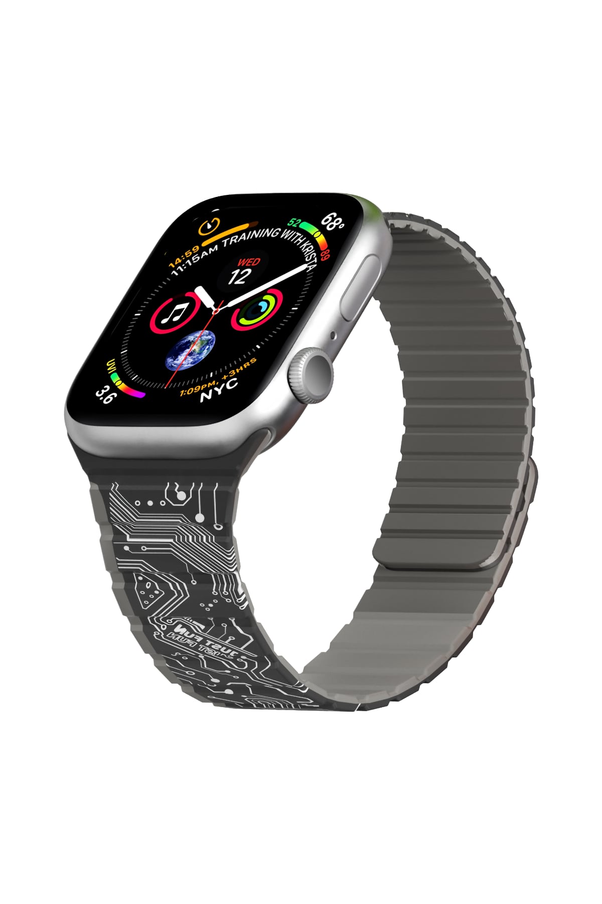 Youngkit Apple Watch Uyumlu Manyetik Mıknatıslı Futuristic Kordon Siyah