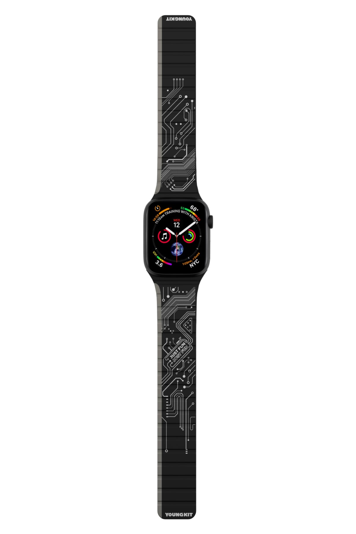 Youngkit Apple Watch Uyumlu Manyetik Mıknatıslı Futuristic Kordon Siyah