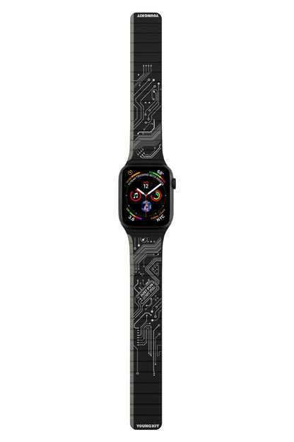 Youngkit Apple Watch Uyumlu Manyetik Mıknatıslı Futuristic Kordon Siyah