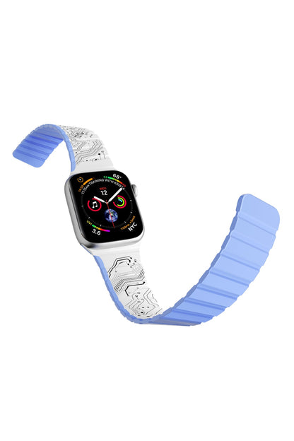 Youngkit Apple Watch Uyumlu Manyetik Mıknatıslı Futuristic Kordon Beyaz