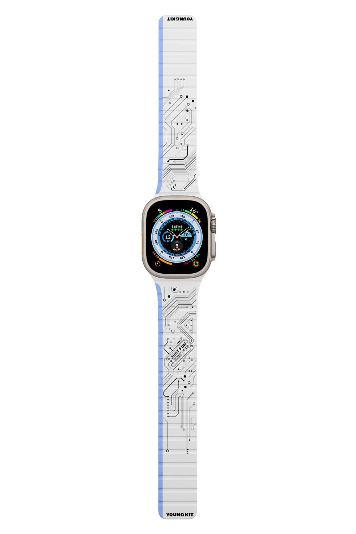 Youngkit Apple Watch Uyumlu Manyetik Mıknatıslı Futuristic Kordon Beyaz