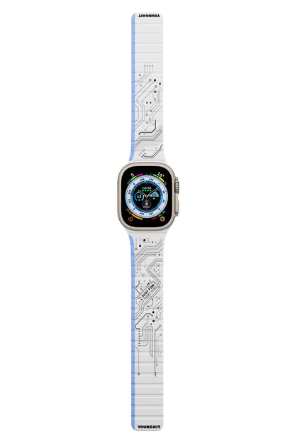 Youngkit Apple Watch Uyumlu Manyetik Mıknatıslı Futuristic Kordon Beyaz