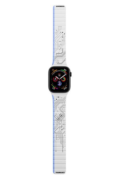 Youngkit Apple Watch Uyumlu Manyetik Mıknatıslı Futuristic Kordon Beyaz