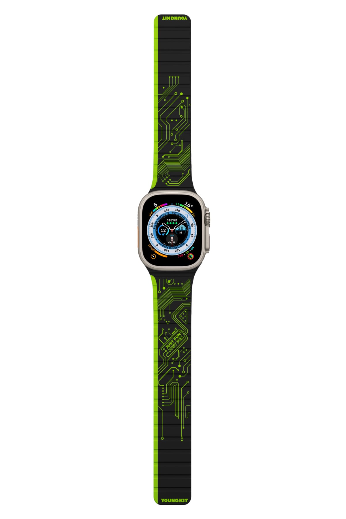 Youngkit Apple Watch Uyumlu Manyetik Mıknatıslı Futuristic Kordon Yeşil