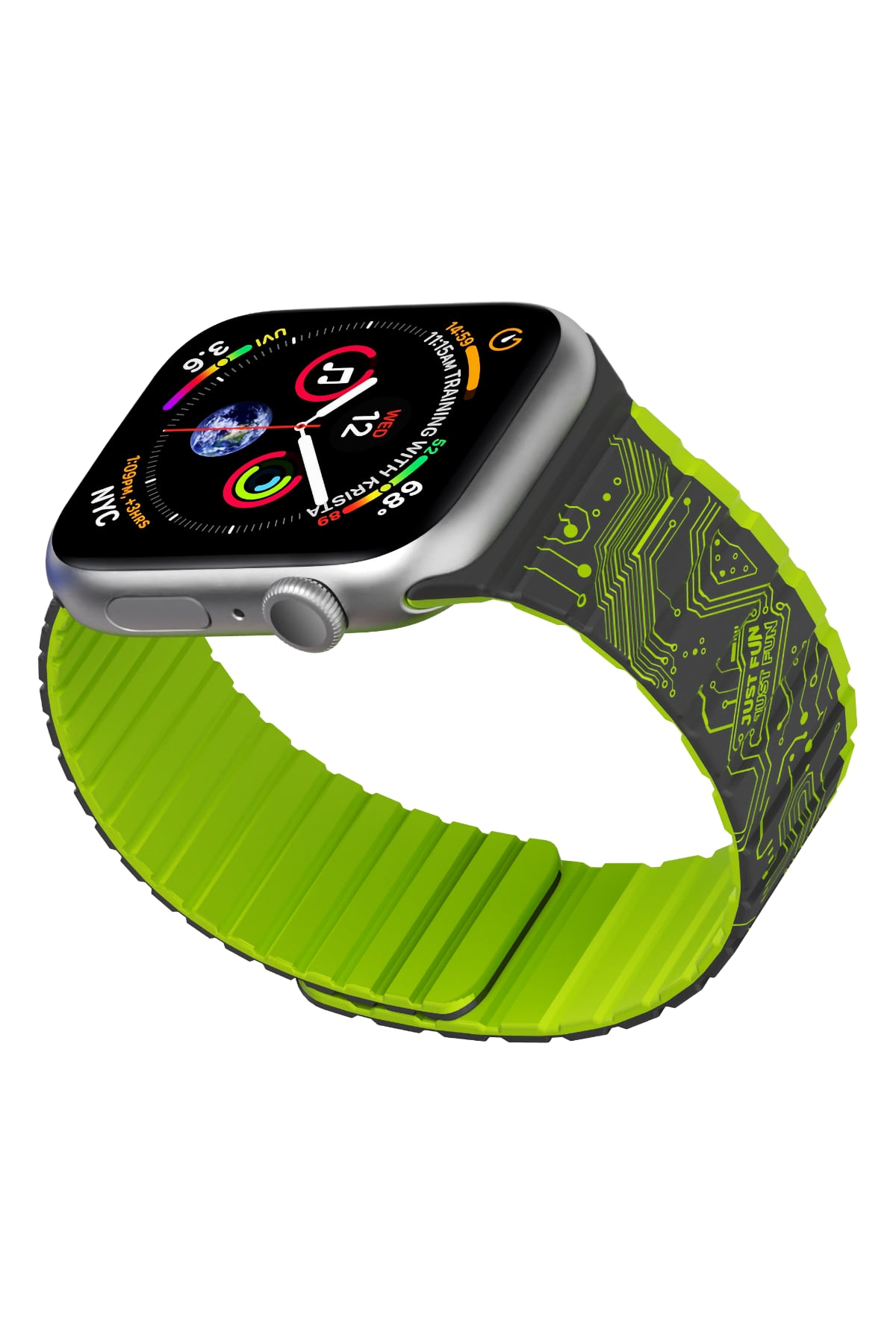 Youngkit Apple Watch Uyumlu Manyetik Mıknatıslı Futuristic Kordon Yeşil