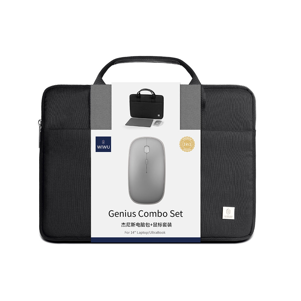Genius Combo Serisi 3in1 14 inç Laptop Çantası & Kablosuz Mouse & Mouse Pad Set