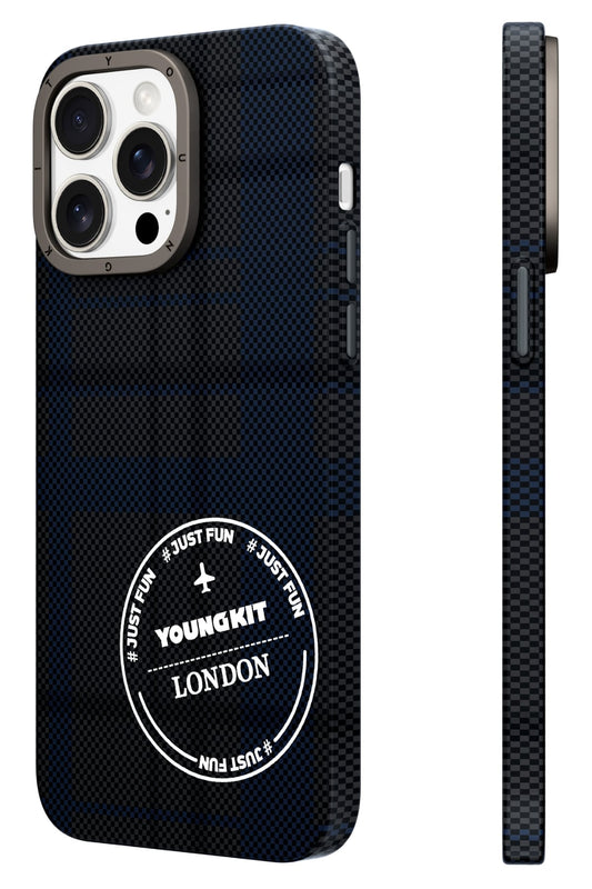 Youngkit Gezhi Kevlar iPhone 14 Pro Max Magsafe uyumlu Mavi Kılıf