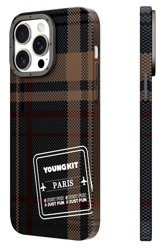 Youngkit Gezhi Kevlar iPhone 14 Pro Max Magsafe uyumlu Kahverengi Kılıf