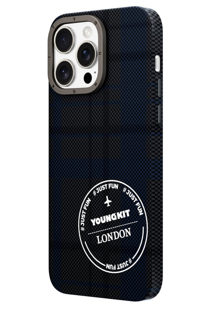 Youngkit Gezhi Kevlar iPhone 15 Pro Max Magsafe uyumlu Mavi Kılıf