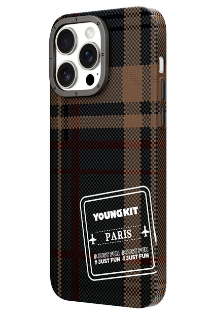 Youngkit Gezhi Kevlar iPhone 15 Pro Magsafe uyumlu Kahverengi Kılıf