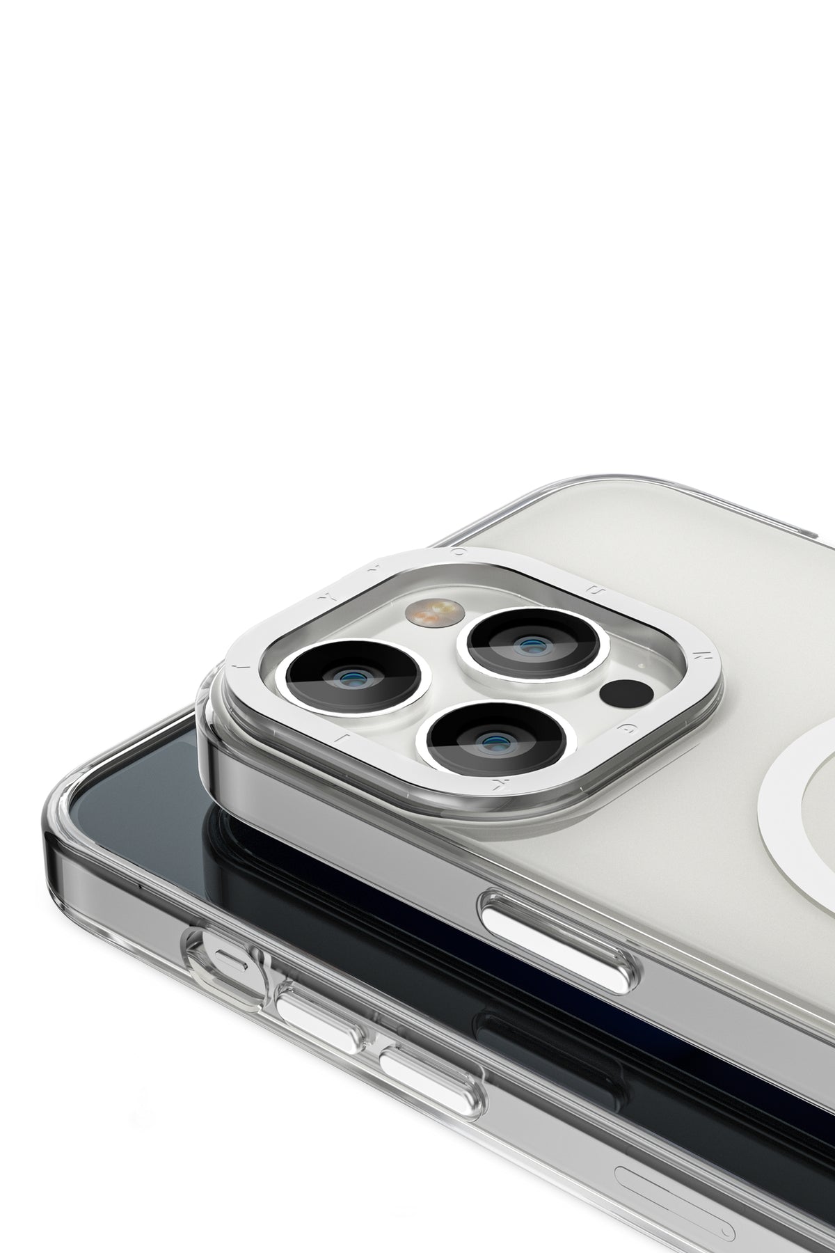 Youngkit Glaze iPhone 14 Pro Şeffaf Kılıf Gümüş Kamera Çerçeveli