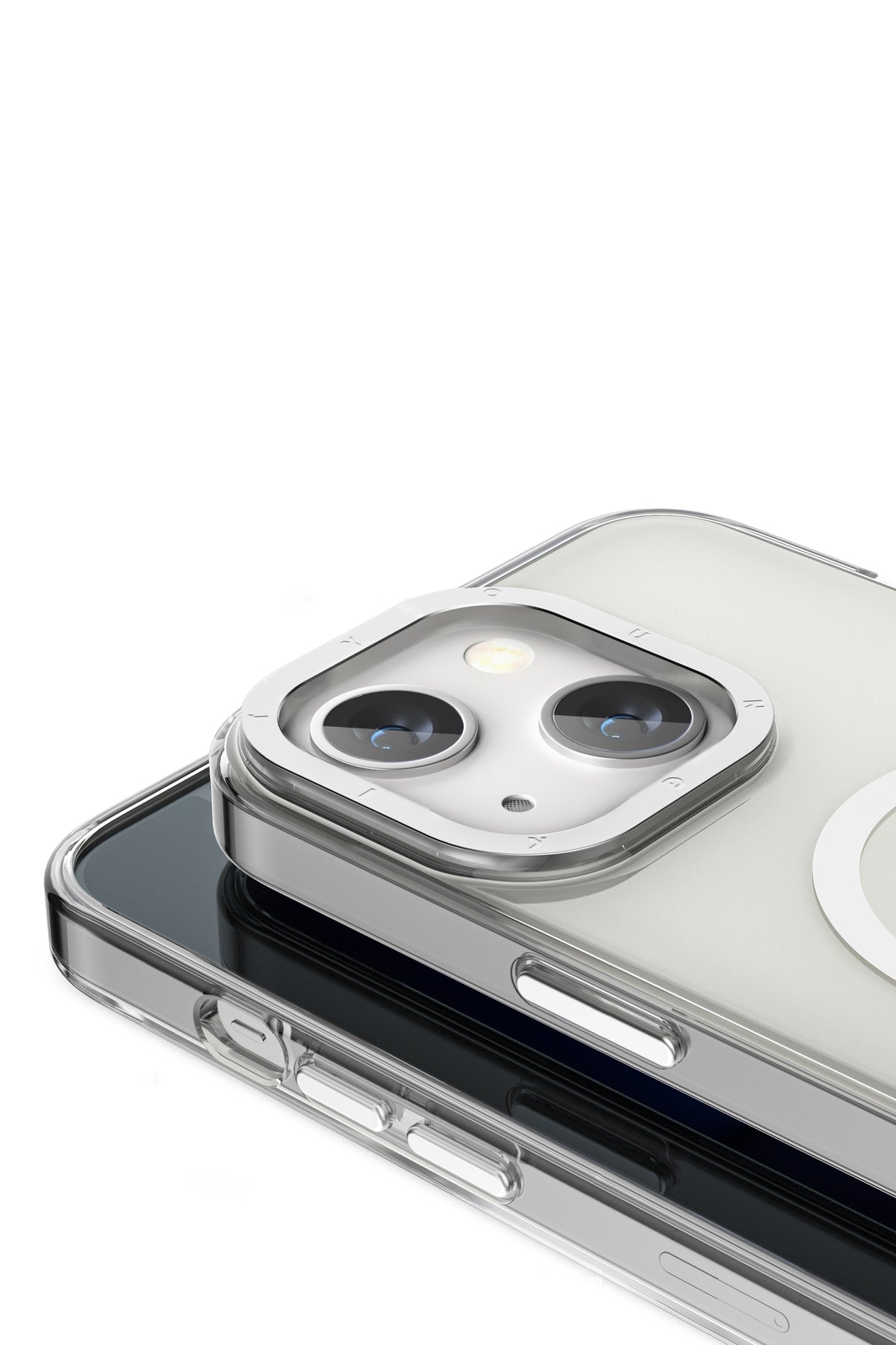 Youngkit Glaze iPhone 14 Plus Şeffaf Kılıf Gümüş Kamera Çerçeveli