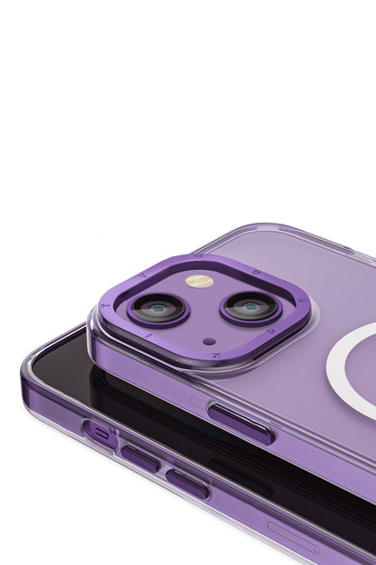 Youngkit Glaze iPhone 14 Plus Şeffaf Kılıf Derin Mor Kamera Çerçeveli