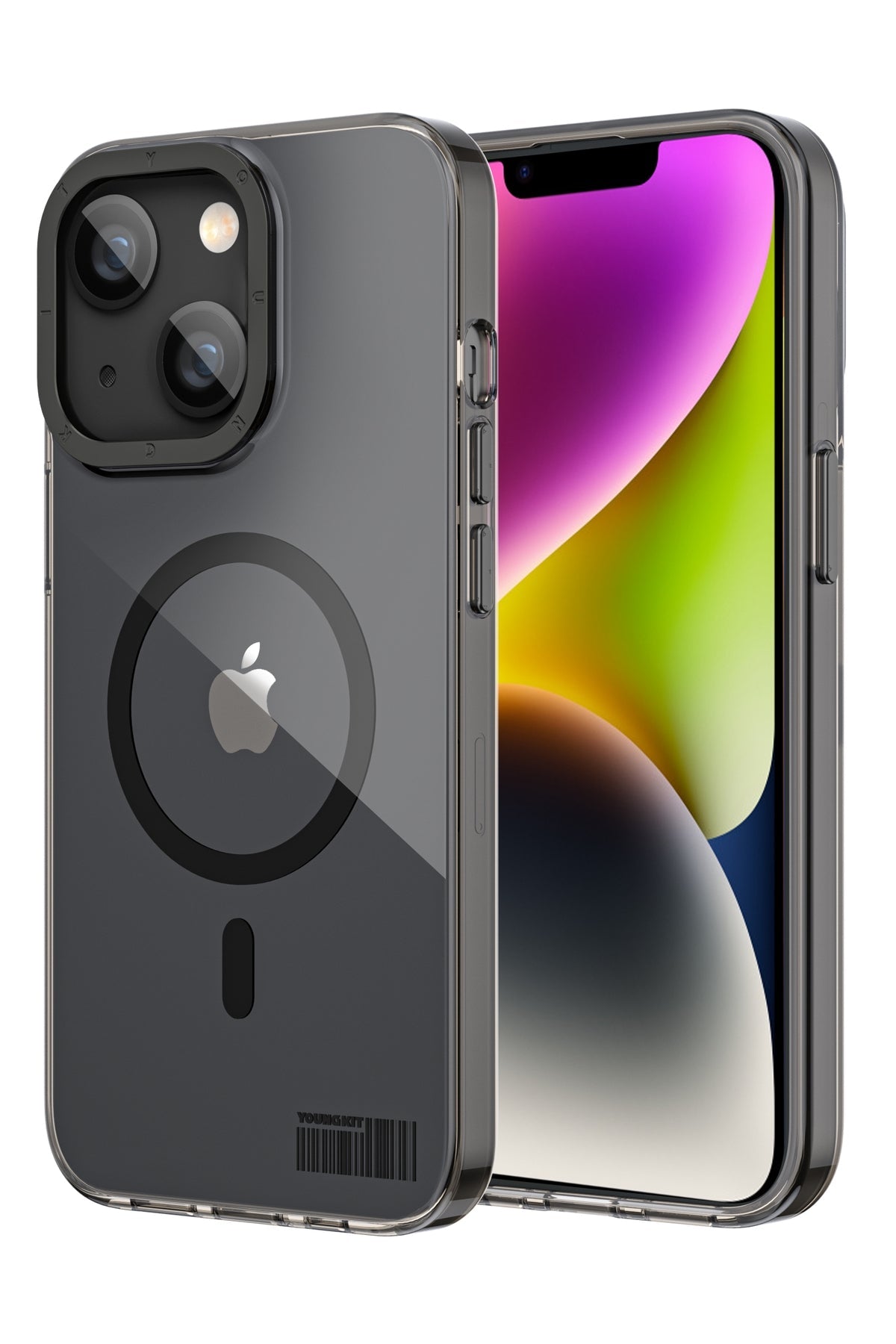 Youngkit Glaze iPhone 14 Şeffaf Kılıf Siyah Kamera Çerçeveli