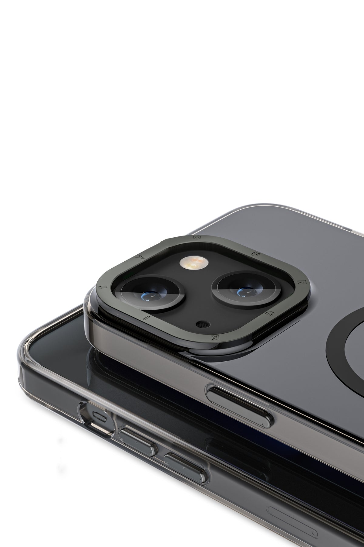 Youngkit Glaze iPhone 14 Şeffaf Kılıf Siyah Kamera Çerçeveli