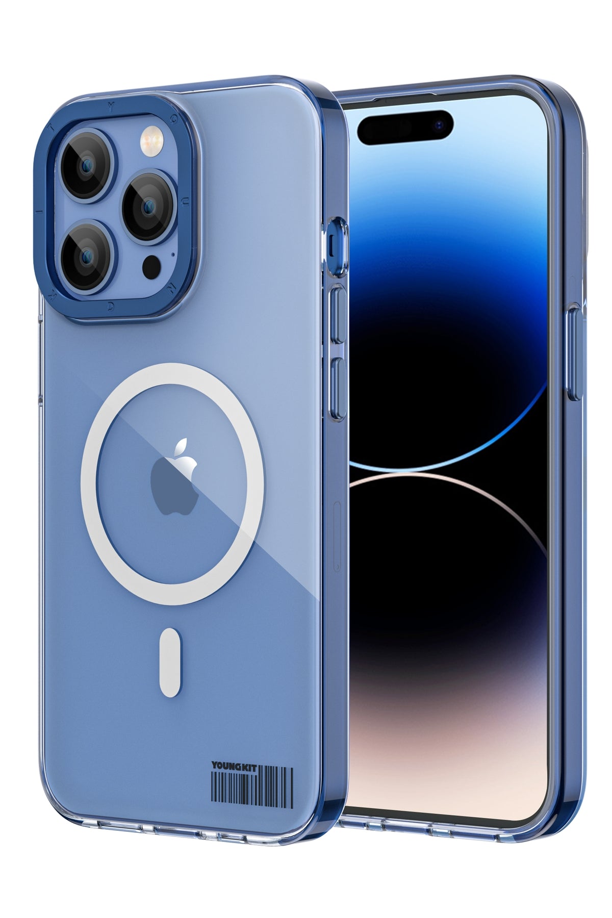 Youngkit Glaze iPhone 13 Pro Max Şeffaf Kılıf Mavi Kamera Çerçeveli