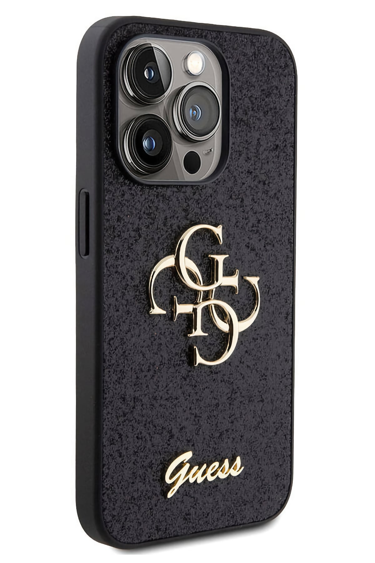 Guess iPhone 14 Pro Max Uyumlu Glitter 4G Logolu Kılıf Siyah