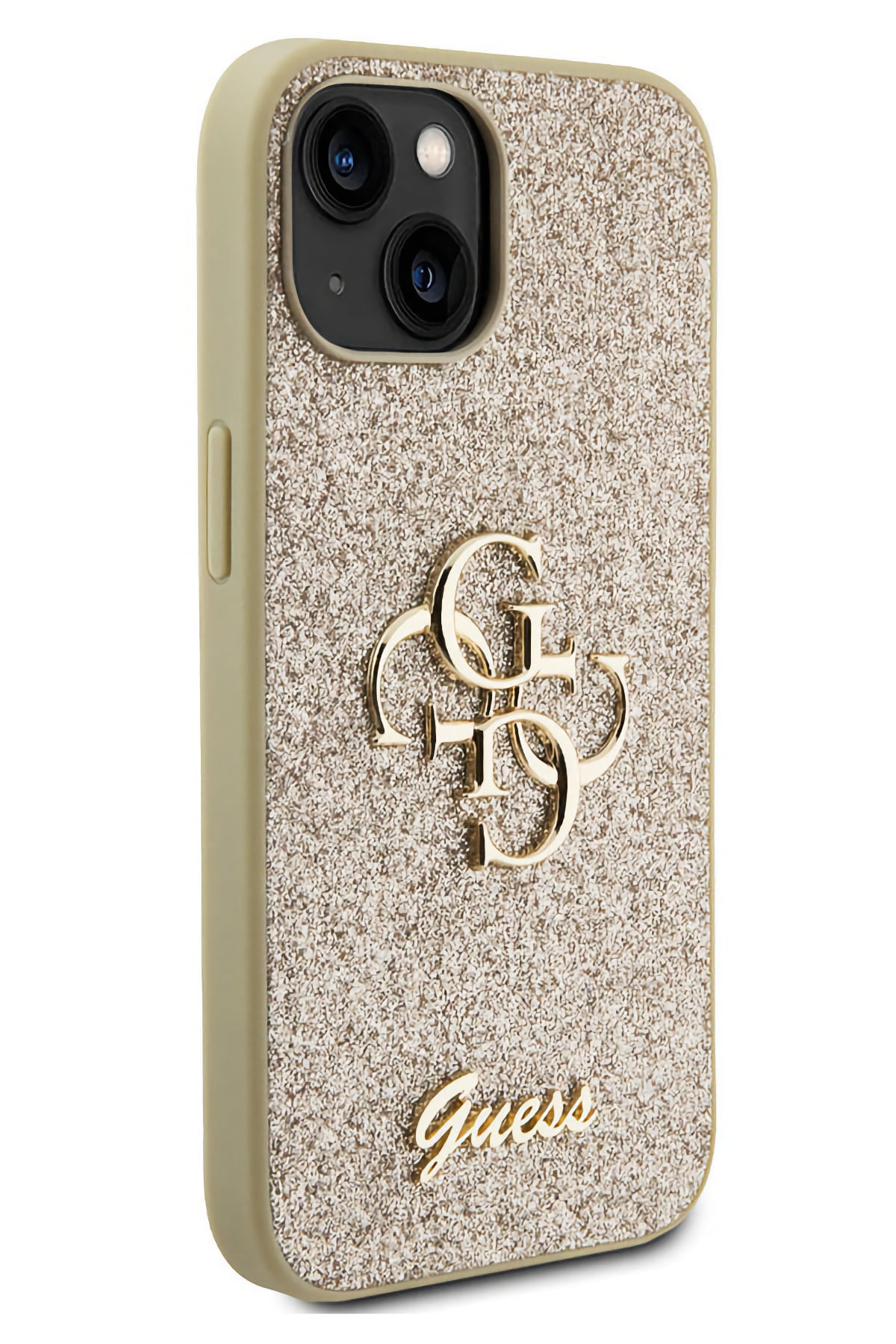 Guess iPhone 15 Uyumlu Glitter 4G Logolu Kılıf Gold