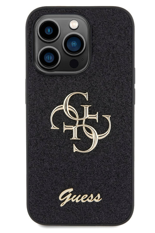 Guess iPhone 15 Pro Uyumlu Glitter 4G Logolu Kılıf Siyah