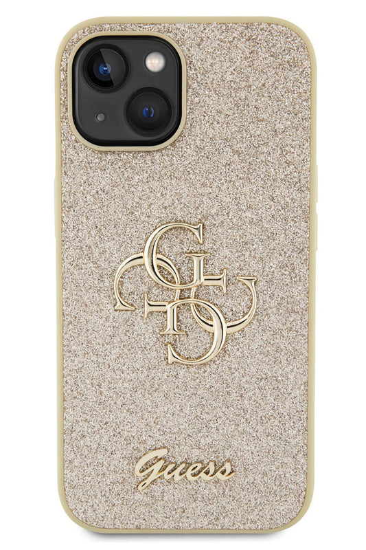 Guess iPhone 15 Plus Uyumlu Glitter 4G Logolu Kılıf Gold